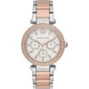 Michael Kors Ladies Parker Rose Gold/Silver Stainless Watch - MK6301